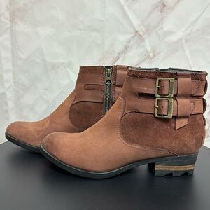 Sorel Lolla Burro Buffalo Buckle Leather Ankle Booties